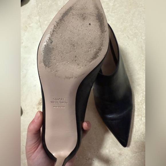 Stuart Weitzman Black Leather Mules - Picture 4 of 5